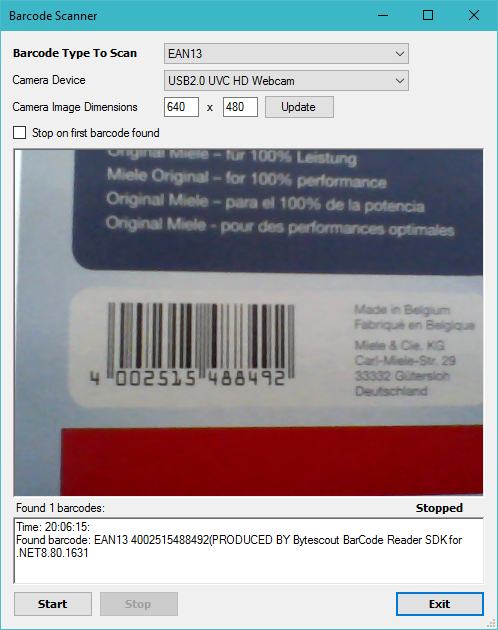 Free barcode reading software